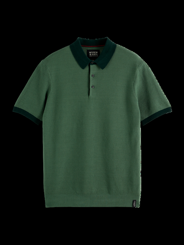 Maison Scotch Structured Knitted Solid Polo