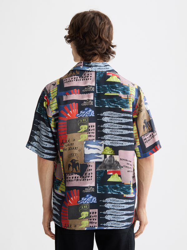 Maison Scotch Tencel Printed Short-sleeved Shirt