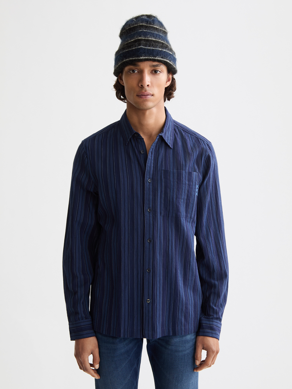 maison scotch Textured stripe shirt