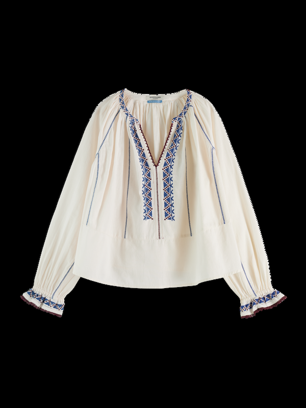 Maison Scotch Top Met Borduurdetails