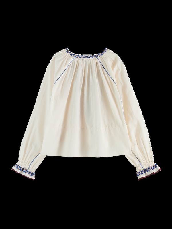 Maison Scotch Top Met Borduurdetails