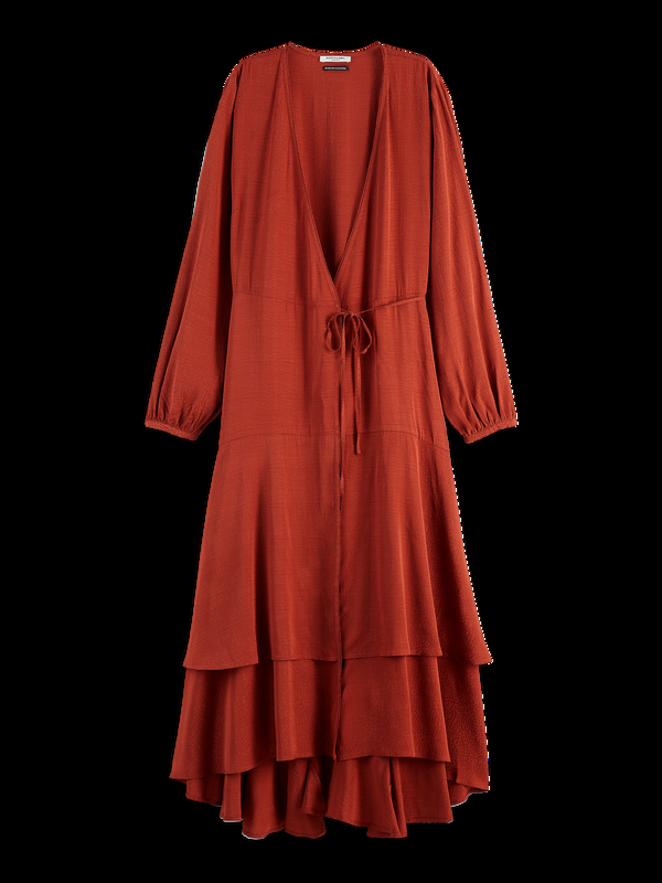 Maison Scotch VISCOSE JACQUARD MIDI WRAP DRESS