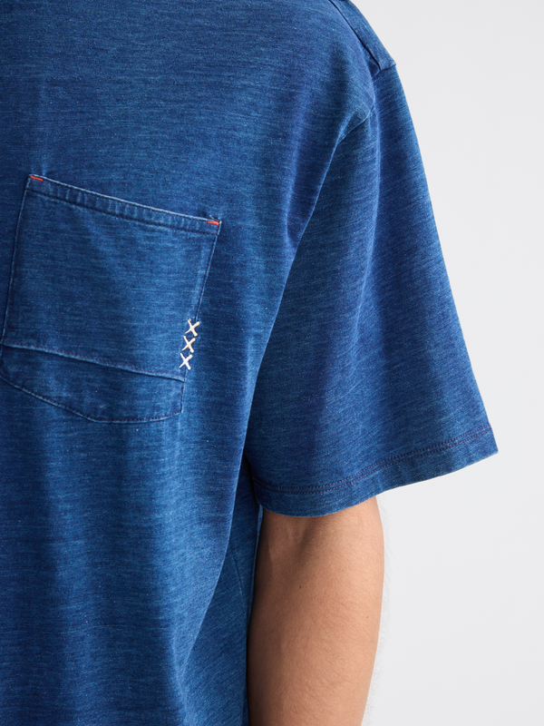 Maison Scotch Washed 1 Pocket Indigo T-shirt