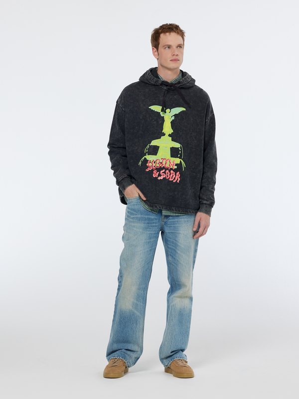 Maison Scotch Washed Artwork Relaxed Fit Hoodie
