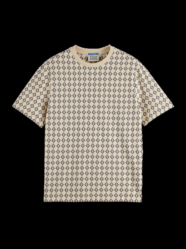 Maison Scotch Mini-T-shirt Met All-over Print In Normale Pasvorm
