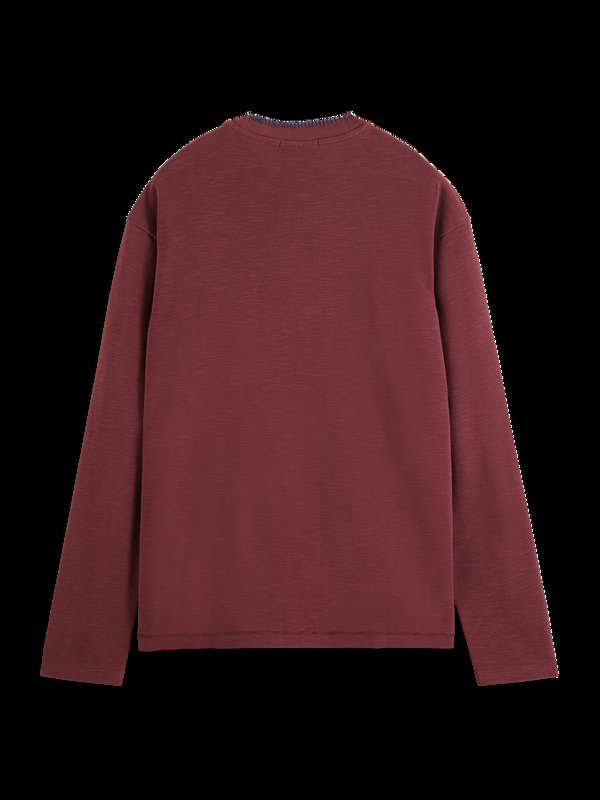 Maison Scotch Relaxed Fit Slub T-shirt Met Lange Mouwen In Dekensteek