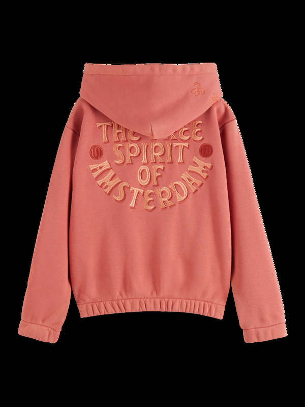 Maison Scotch RELAXED-FIT ZIP-THROUGH HOODIE WITH EMBROIDERED ARTWORKS