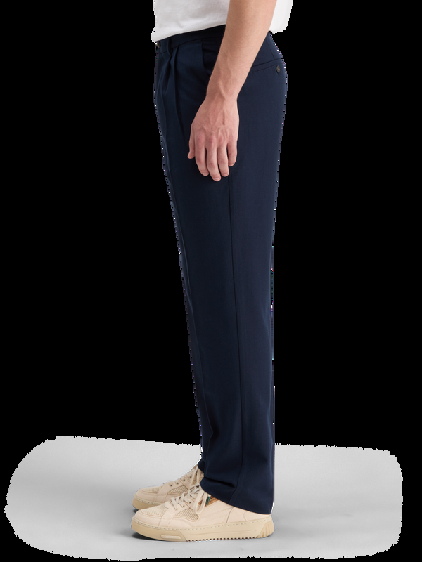 Maison Scotch RELAXED STRAIGHT FIT PLEATED WOOL BLEND CHINO