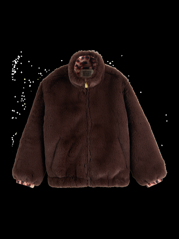 maison scotch REVERSIBLE FAUX FUR ZIP-THROUGH JACKET