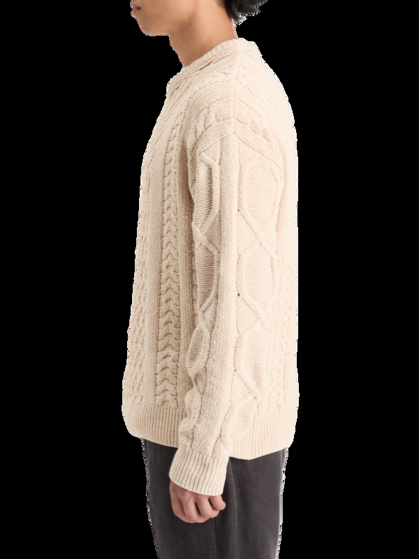 Maison Scotch ROUND NECK EXTRA DROPPED SHOULDER CHENILLE CABLE SWEATER