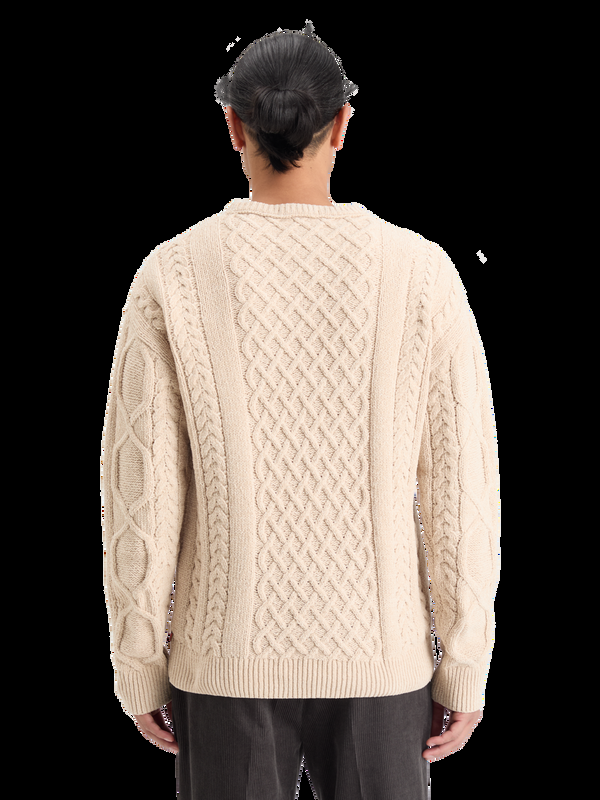 Maison Scotch ROUND NECK EXTRA DROPPED SHOULDER CHENILLE CABLE SWEATER