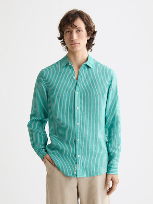 maison scotch Seasonal Essentials Striped Linen Shirt