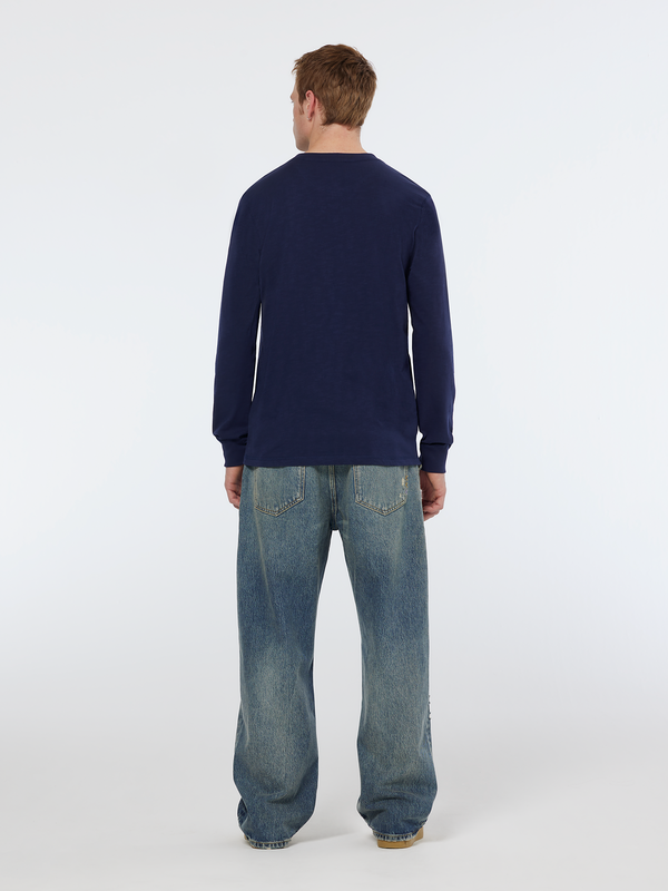 Maison Scotch Slub Henley Regular Fit Long Sleeve T-shirt