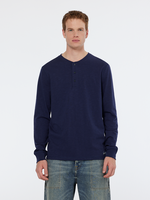 maison scotch Slub henley regular fit long sleeve t-shirt