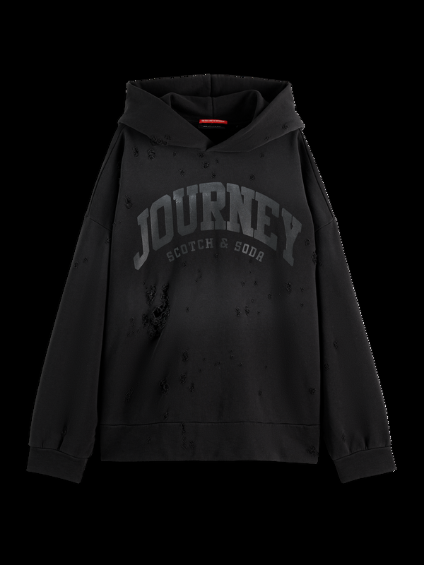 maison scotch SPRAYED HOODIE WITH DESTROYED DETAILS