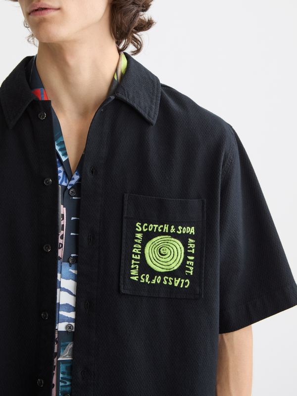 Maison Scotch Structured Cotton Short-sleeved Shirt