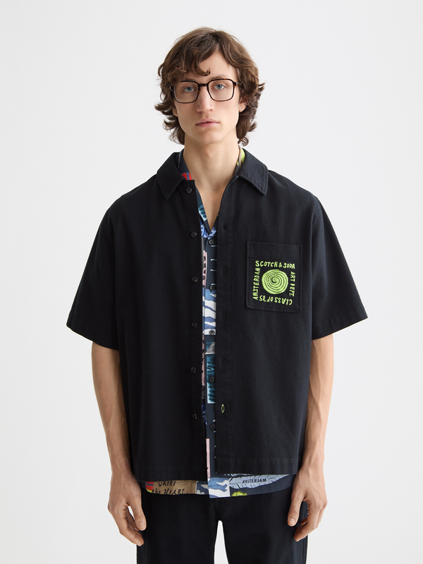 maison scotch Structured cotton short-sleeved shirt