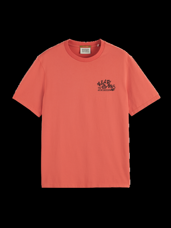 Maison Scotch T-shirt Met Artwork Op De Voorkant Achterkant En Normale Pasvorm