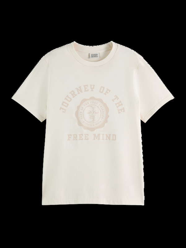 Maison Scotch T-shirt Met Normale Pasvorm En Artwork Op De Voorkant