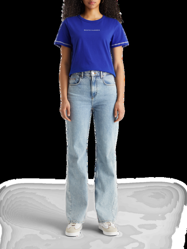 maison scotch T-shirt met normale pasvorm en flatlockdetail