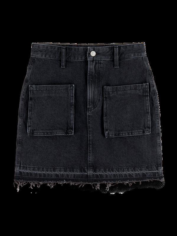 Maison Scotch WASHED BLACK DENIM MINI SKIRT WITH CARGO POCKETS