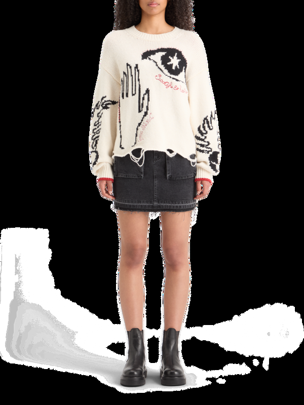 maison scotch WASHED BLACK DENIM MINI SKIRT WITH CARGO POCKETS