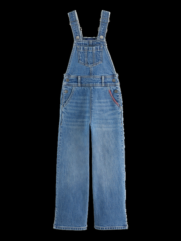 maison scotch WASHED DENIM DUNGAREE WITH WIDE LEG- DREAMCATCHER
