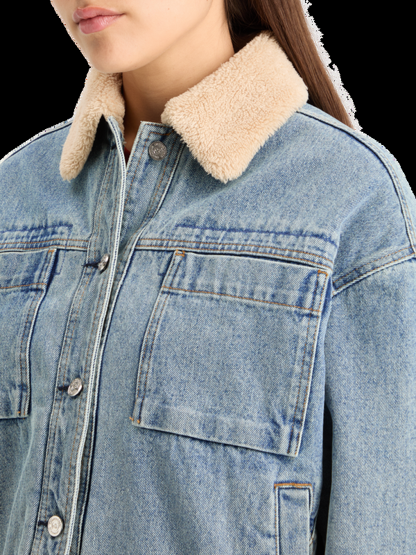 Maison Scotch WASHED DENIM JACKET WITH SHERPA DETAILS