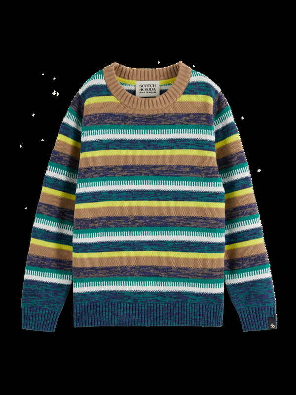 maison scotch YARN-DYED STRIPED STRUCTURED PULLOVER