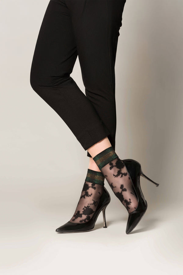 marcmarcs Flower Lurex Cuff pantysok