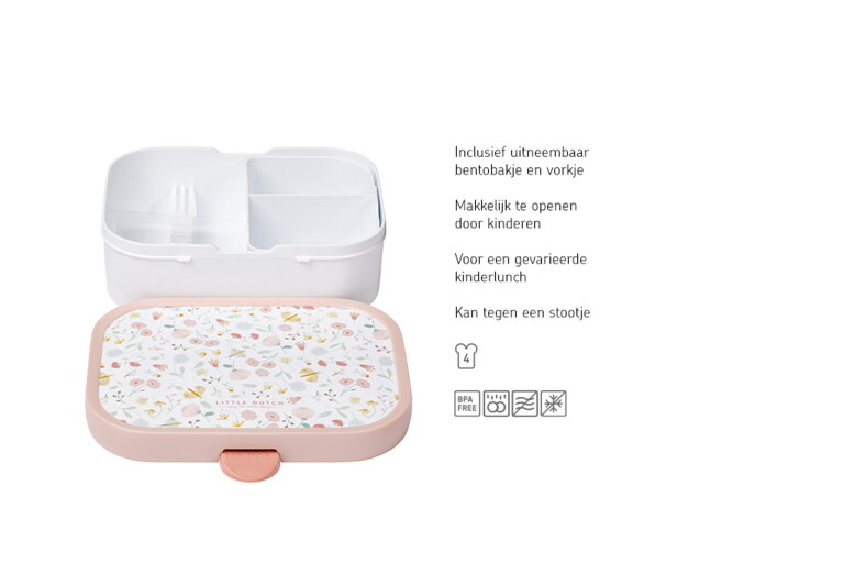 mepal Campus Bento lunchbox met vorkje Little Dutch - Flowers & Butterflies