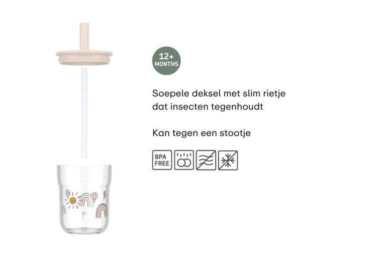 mepal Kinderglas Mepal Mio 250 ml met rietje - Sunshine & Rainbow