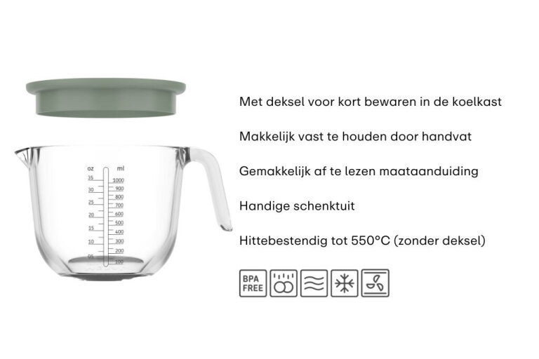 mepal Maatbeker met deksel Chef It glas 1000 ml - navy