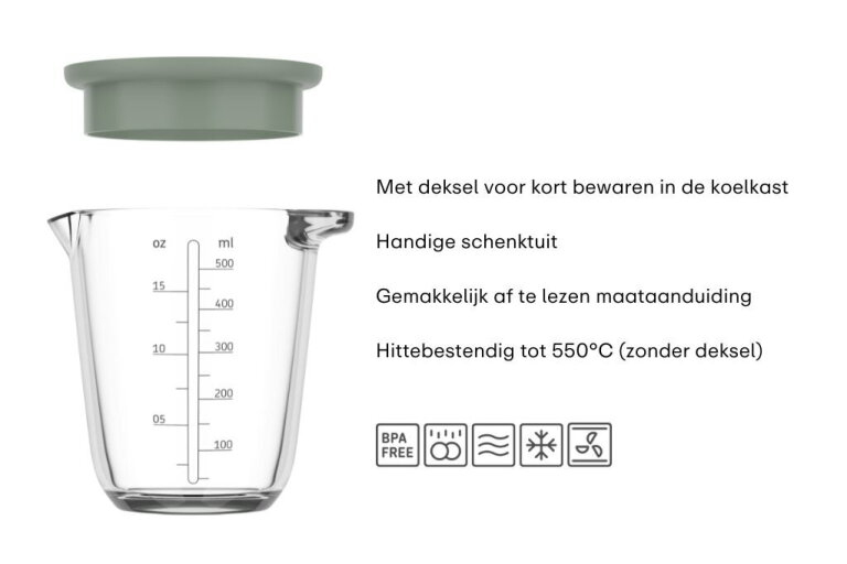 mepal Maatbeker met deksel Chef It glas 500 ml - navy
