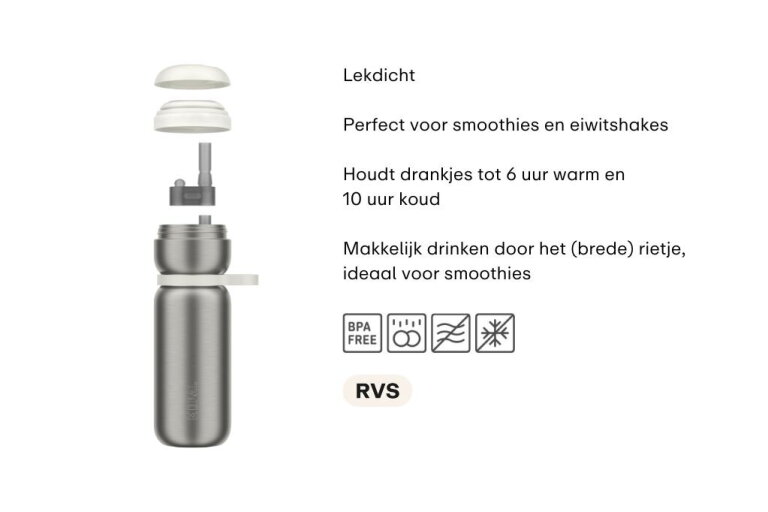 mepal Isoleerfles Twist 600 ml - Ceramic white
