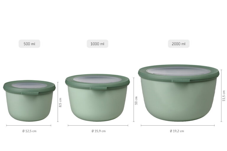 mepal Multikom Cirqula 3-delige set (500+1000+2000 ml) - Nordic sage