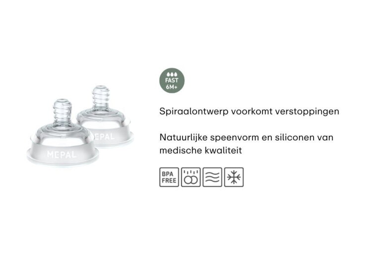 mepal Set flesspeen Mepal Mio 2-delig fast flow - transparant