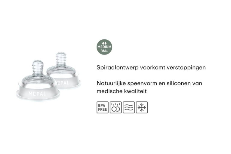 mepal Set flesspeen Mepal Mio 2-delig medium flow - transparant