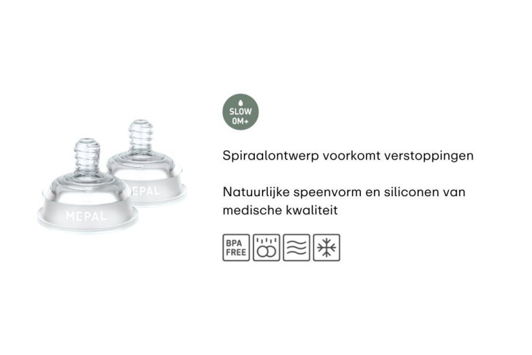 mepal Set flesspeen Mepal Mio 2-delig slow flow - transparant
