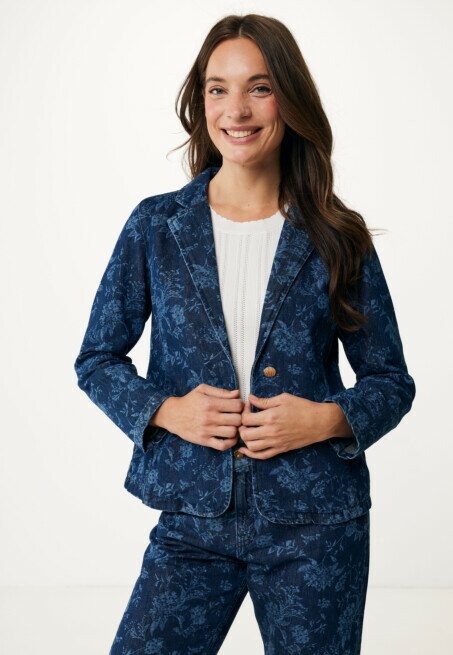 mexx Blazer Denim Donkerblauw Bloemenprint