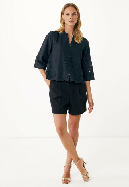 Mexx Blouse Broderie Anglaise Zwart