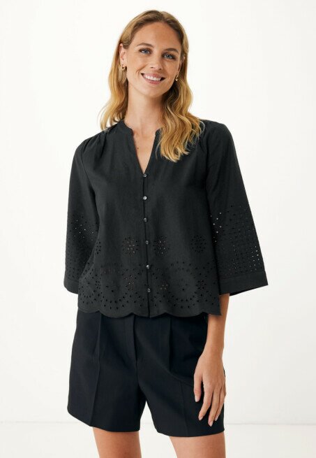 mexx Blouse Broderie Anglaise Zwart