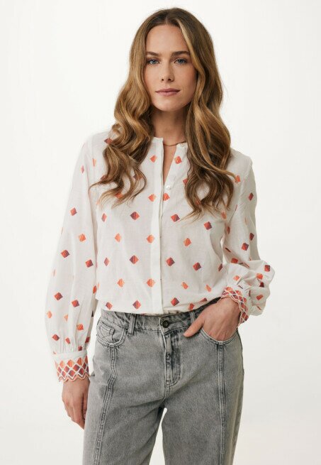 mexx Blouse Geborduurd Offwhite
