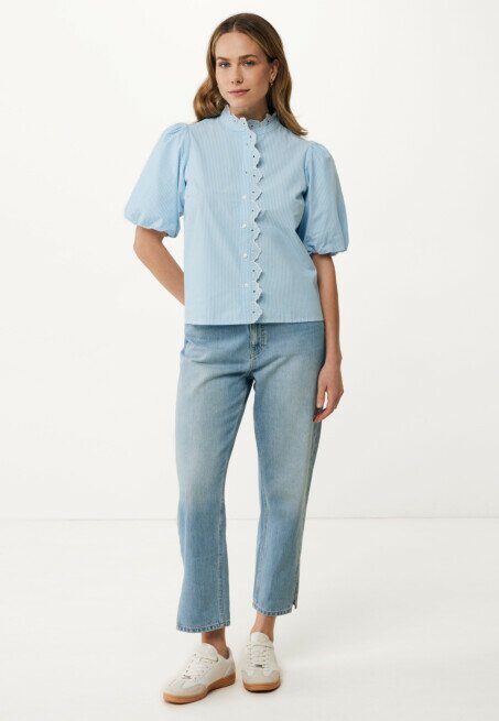 Mexx Blouse Gestreept Met Pofmouwtjes Blauw