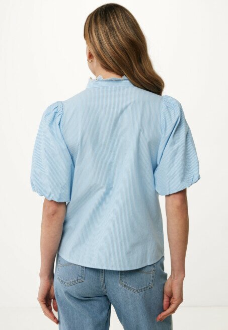 Mexx Blouse Gestreept Met Pofmouwtjes Blauw