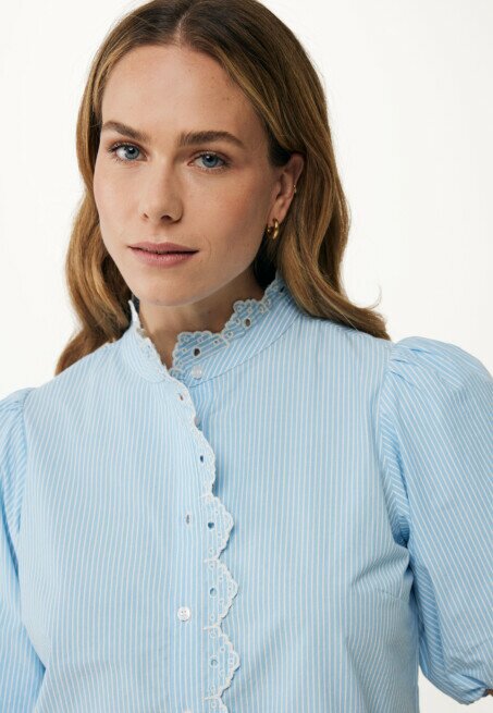 Mexx Blouse Gestreept Met Pofmouwtjes Blauw