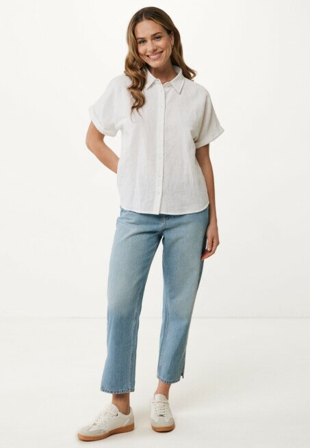 Mexx Blouse Linnen Wit Korte Mouwen