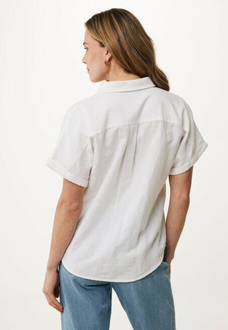 Mexx Blouse Linnen Wit Korte Mouwen