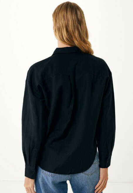 Mexx Blouse Linnen Zwart Lange Mouwen