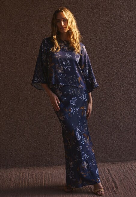 Mexx Blouse Met Bloemenprint Donkerblauw